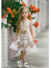 White Embroidered Organza Short Rustic Flower Girl Dress